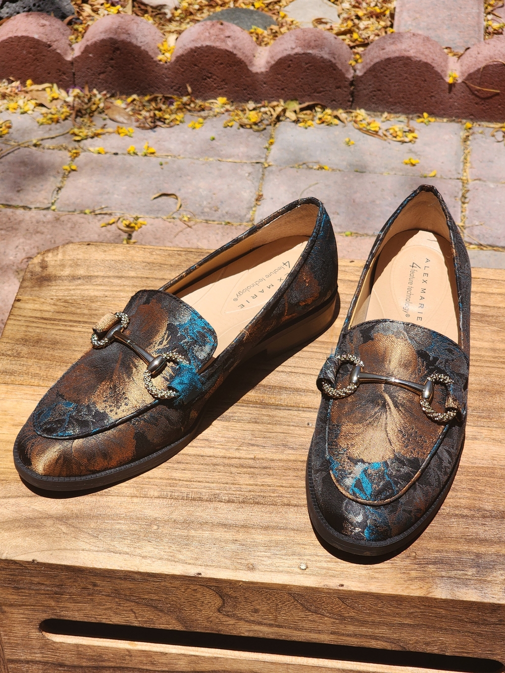 Alex Marie Gilmore Two Printed Jacquard Bit Buckle Loafers Size 6 - Picture 7 of 9